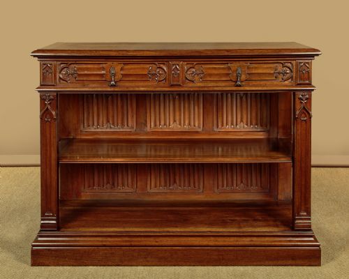 GOTHIC REVIVAL CARVED WALNUT BUFFET C1880 - ADDITIONAL PHOTO 2