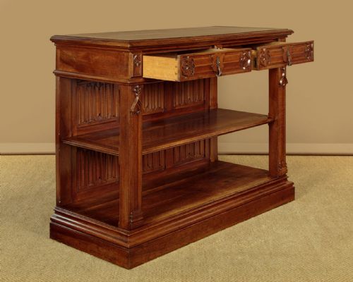 GOTHIC REVIVAL CARVED WALNUT BUFFET C1880 - ADDITIONAL PHOTO 3