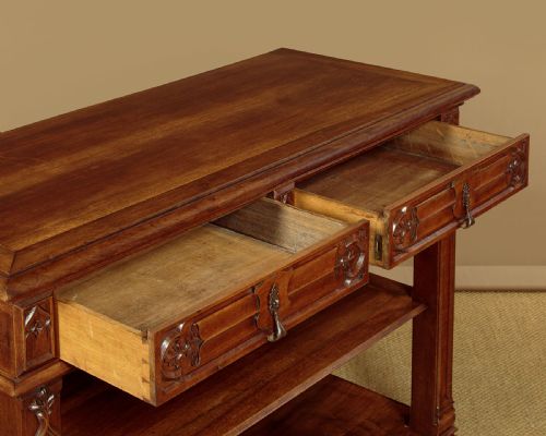 GOTHIC REVIVAL CARVED WALNUT BUFFET C1880 - ADDITIONAL PHOTO 5