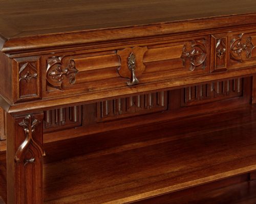 GOTHIC REVIVAL CARVED WALNUT BUFFET C1880 - ADDITIONAL PHOTO 6