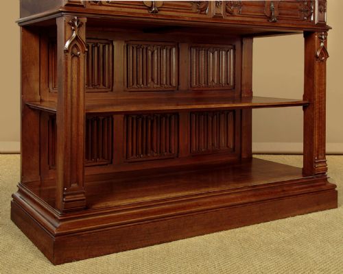 GOTHIC REVIVAL CARVED WALNUT BUFFET C1880 - ADDITIONAL PHOTO 11