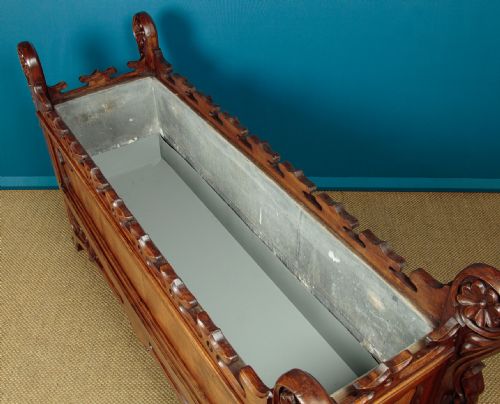 LARGE CARVED WALNUT ART NOUVEAU PLANTER C1890 - ADDITIONAL PHOTO 3