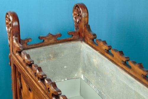 LARGE CARVED WALNUT ART NOUVEAU PLANTER C1890 - ADDITIONAL PHOTO 5