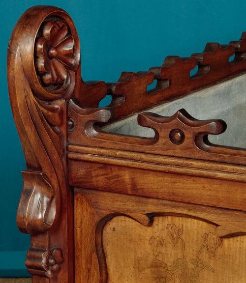 LARGE CARVED WALNUT ART NOUVEAU PLANTER C1890 - ADDITIONAL PHOTO 7