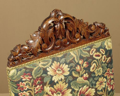 PAIR OF LARGE OAK TAPESTRY ARMCHAIRS C1900 - ADDITIONAL PHOTO 6