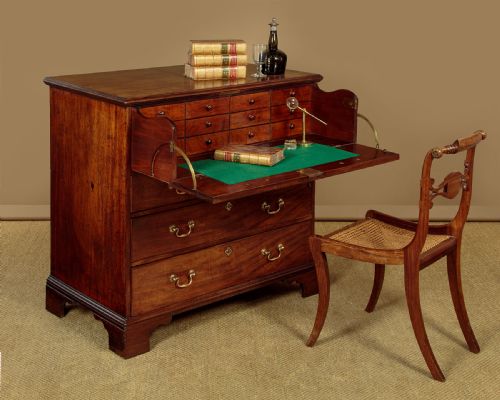 EARLY 19THC MAHOGANY SECRETAIRE BUREAU CHEST OF DRAWERS C1820 - ADDITIONAL PHOTO 1