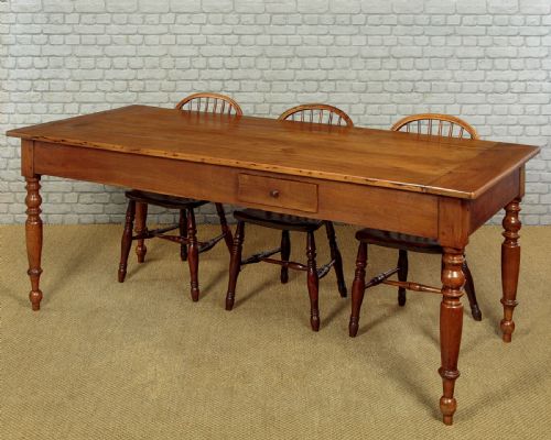 FRENCH CHERRY WOOD FARMHOUSE KITCHEN DINING TABLE C1860 - ADDITIONAL PHOTO 1