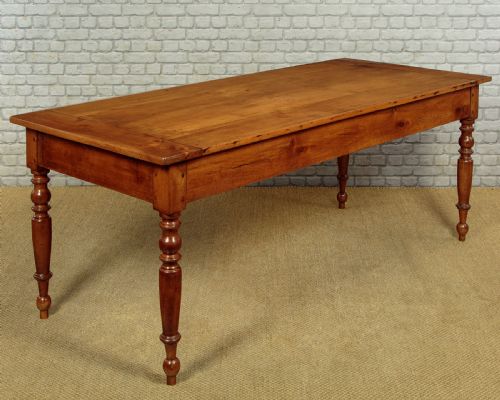 FRENCH CHERRY WOOD FARMHOUSE KITCHEN DINING TABLE C1860 - ADDITIONAL PHOTO 2