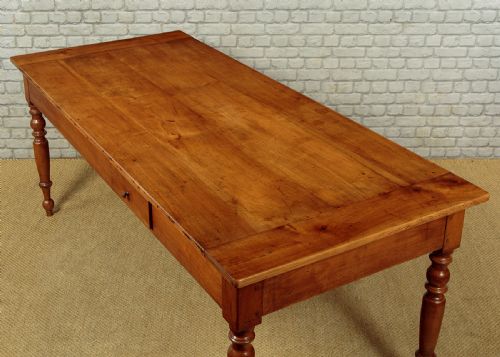 FRENCH CHERRY WOOD FARMHOUSE KITCHEN DINING TABLE C1860 - ADDITIONAL PHOTO 5