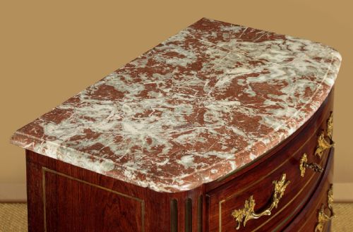 NARROW BRASS INLAID ROSEWOOD CHEST OF DRAWERS C1920 - ADDITIONAL PHOTO 3