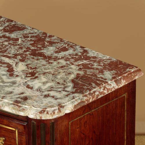 NARROW BRASS INLAID ROSEWOOD CHEST OF DRAWERS C1920 - ADDITIONAL PHOTO 4