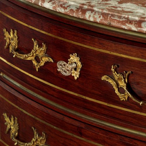 NARROW BRASS INLAID ROSEWOOD CHEST OF DRAWERS C1920 - ADDITIONAL PHOTO 5