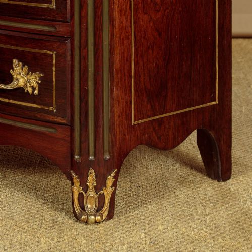 NARROW BRASS INLAID ROSEWOOD CHEST OF DRAWERS C1920 - ADDITIONAL PHOTO 9