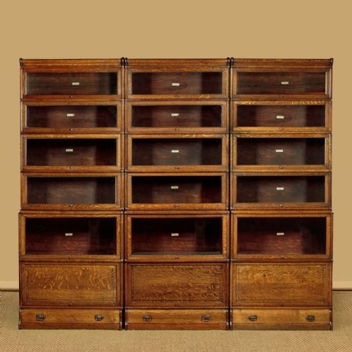 SET OF THREE OAK STACKING OFFICE BOOKCASES C1910