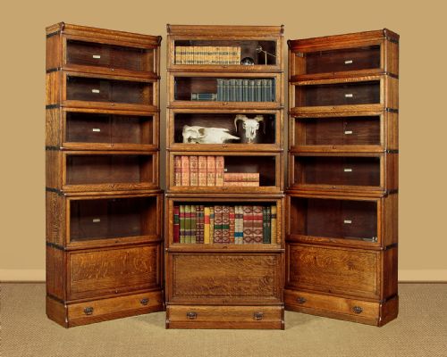 SET OF THREE OAK STACKING OFFICE BOOKCASES C1910 - ADDITIONAL PHOTO 1