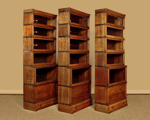 SET OF THREE OAK STACKING OFFICE BOOKCASES C1910 - ADDITIONAL PHOTO 2