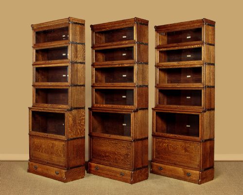 SET OF THREE OAK STACKING OFFICE BOOKCASES C1910 - ADDITIONAL PHOTO 3