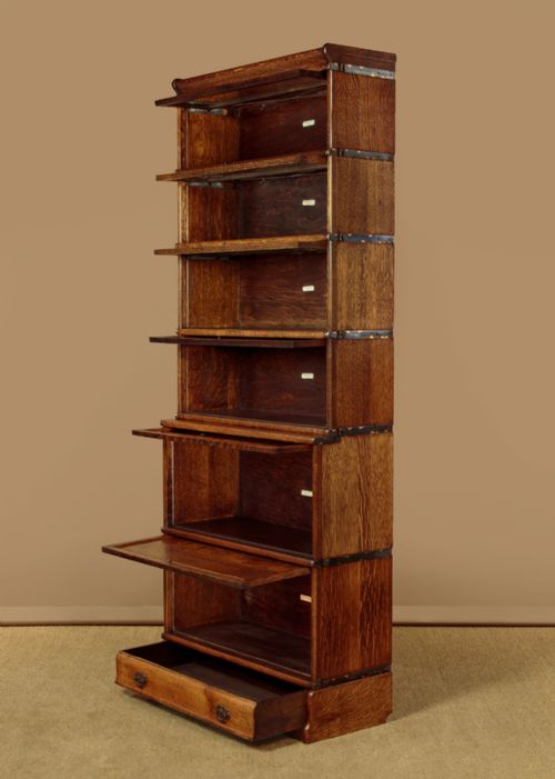 SET OF THREE OAK STACKING OFFICE BOOKCASES C1910 - ADDITIONAL PHOTO 5