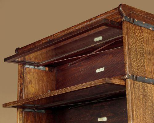 SET OF THREE OAK STACKING OFFICE BOOKCASES C1910 - ADDITIONAL PHOTO 6