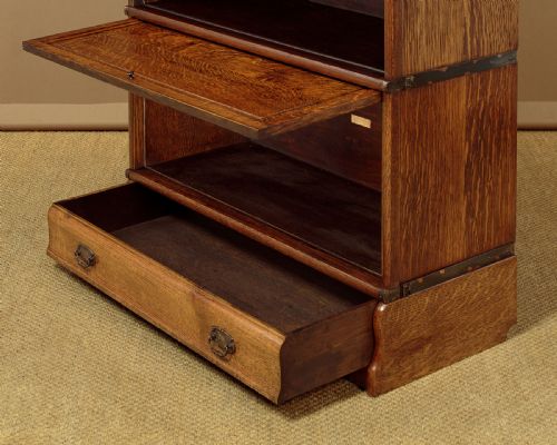 SET OF THREE OAK STACKING OFFICE BOOKCASES C1910 - ADDITIONAL PHOTO 8