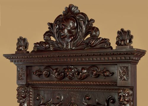 CARVED OAK THRONE CHAIR C1870 - ADDITIONAL PHOTO 5