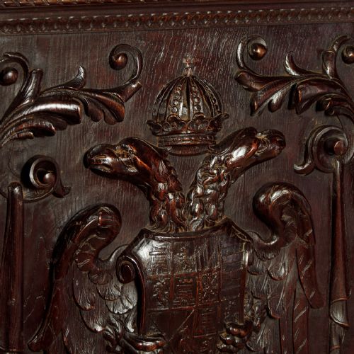 CARVED OAK THRONE CHAIR C1870 - ADDITIONAL PHOTO 6