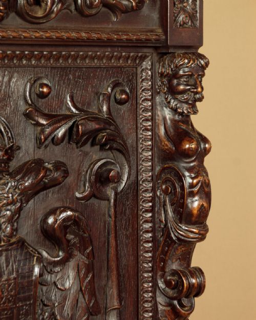 CARVED OAK THRONE CHAIR C1870 - ADDITIONAL PHOTO 7