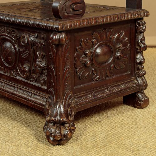 CARVED OAK THRONE CHAIR C1870 - ADDITIONAL PHOTO 13