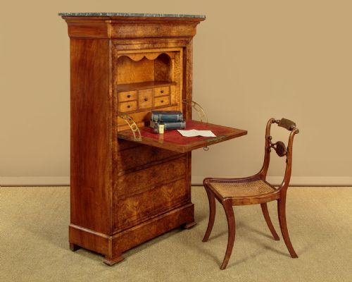 BURR WALNUT SECRETAIRE ABATTANT C1840 - ADDITIONAL PHOTO 1
