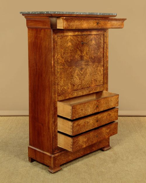 BURR WALNUT SECRETAIRE ABATTANT C1840 - ADDITIONAL PHOTO 4