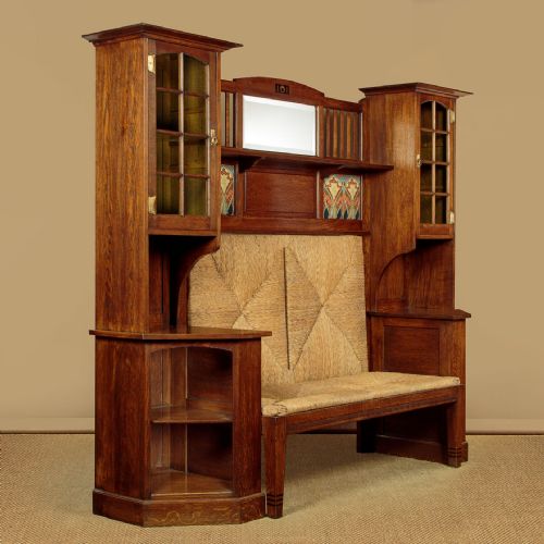 ARTS CRAFTS HALL SEAT C1910 - ADDITIONAL PHOTO 1