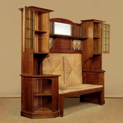ARTS CRAFTS HALL SEAT C1910 - ADDITIONAL PHOTO 3