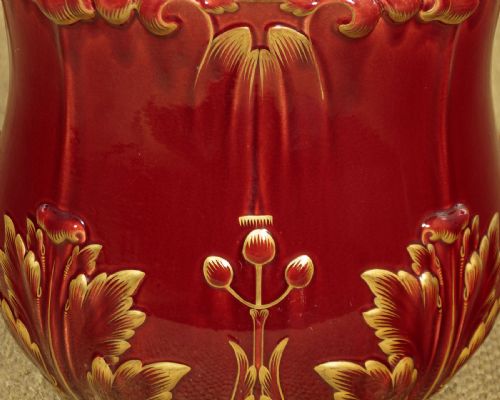 LARGE MAJOLICA JARDINIRE ON STAND C1880 - ADDITIONAL PHOTO 6