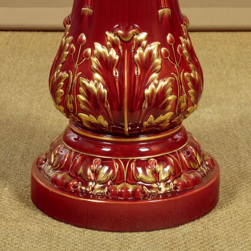 LARGE MAJOLICA JARDINIRE ON STAND C1880 - ADDITIONAL PHOTO 9