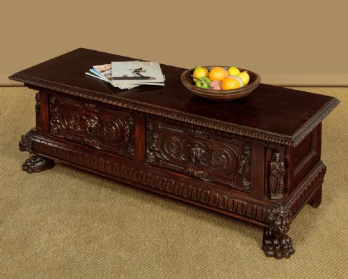 CARVED OAK CHEST C1890 - ADDITIONAL PHOTO 1