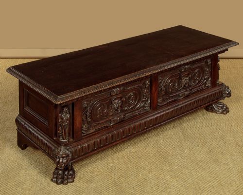 CARVED OAK CHEST C1890 - ADDITIONAL PHOTO 2