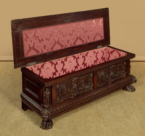 CARVED OAK CHEST C1890 - ADDITIONAL PHOTO 3