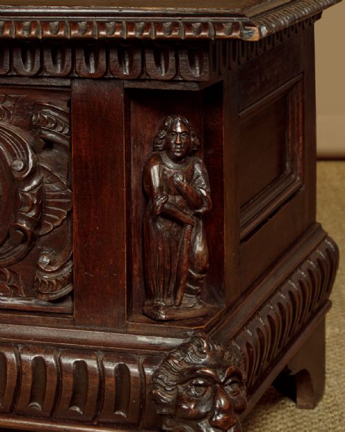 CARVED OAK CHEST C1890 - ADDITIONAL PHOTO 8