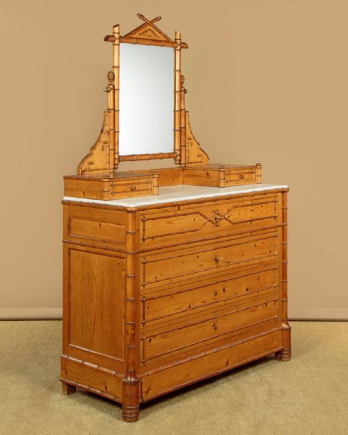 FAUX BAMBOO DRESSING TABLE CHEST OF DRAWERS C1890 - ADDITIONAL PHOTO 1