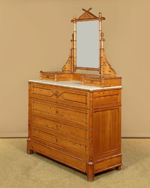 FAUX BAMBOO DRESSING TABLE CHEST OF DRAWERS C1890 - ADDITIONAL PHOTO 2