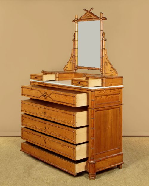 FAUX BAMBOO DRESSING TABLE CHEST OF DRAWERS C1890 - ADDITIONAL PHOTO 3