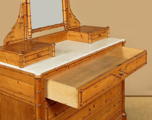 FAUX BAMBOO DRESSING TABLE CHEST OF DRAWERS C1890 - ADDITIONAL PHOTO 7