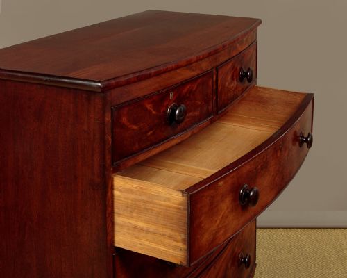 BOW FRONT MAHOGANY CHEST OF DRAWERS C1860 - ADDITIONAL PHOTO 5