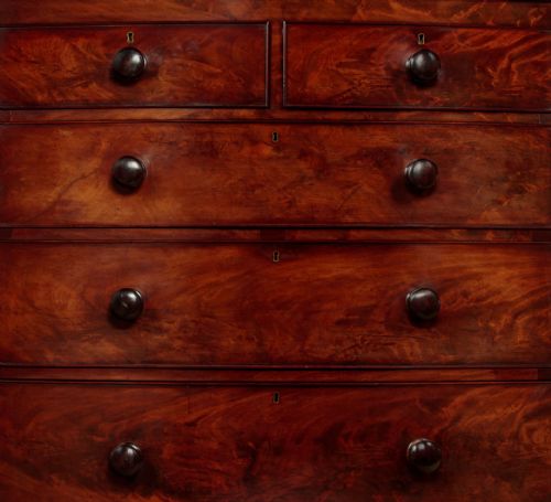 BOW FRONT MAHOGANY CHEST OF DRAWERS C1860 - ADDITIONAL PHOTO 6