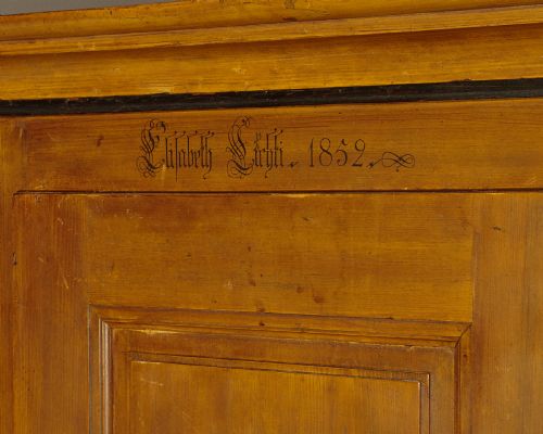 TYROLEAN PAINTED PINE WARDROBE DATED 1852 - ADDITIONAL PHOTO 4