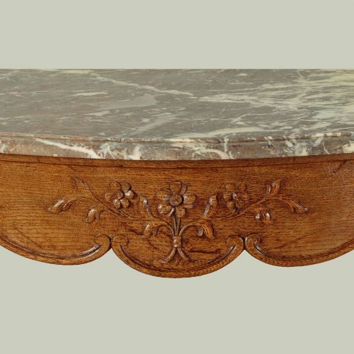 OAK MARBLE TOP CONSOLE TABLE C1930 - ADDITIONAL PHOTO 5