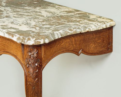 OAK MARBLE TOP CONSOLE TABLE C1930 - ADDITIONAL PHOTO 6
