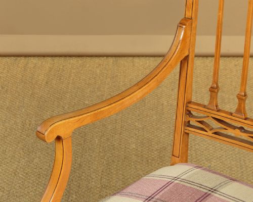 PAIR OF INLAID SATINWOOD ARMCHAIRS C1920 - ADDITIONAL PHOTO 7