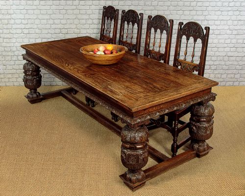 LARGE 17THC STYLE OAK REFECTORY TABLE C1890 - ADDITIONAL PHOTO 1