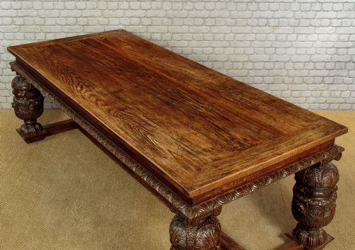 LARGE 17THC STYLE OAK REFECTORY TABLE C1890 - ADDITIONAL PHOTO 3